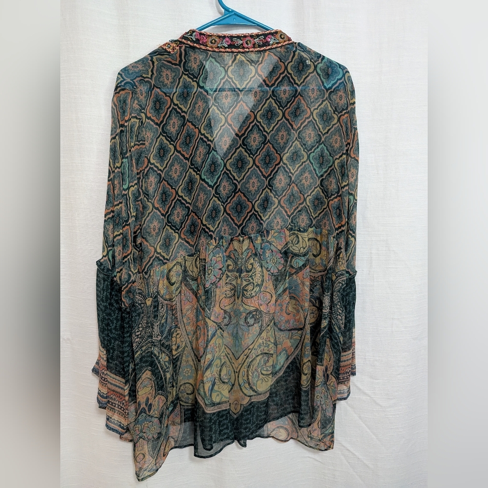 Soft Surroundings Emerald Shira Peasant Top Size Petite L - Picture 8 of 10